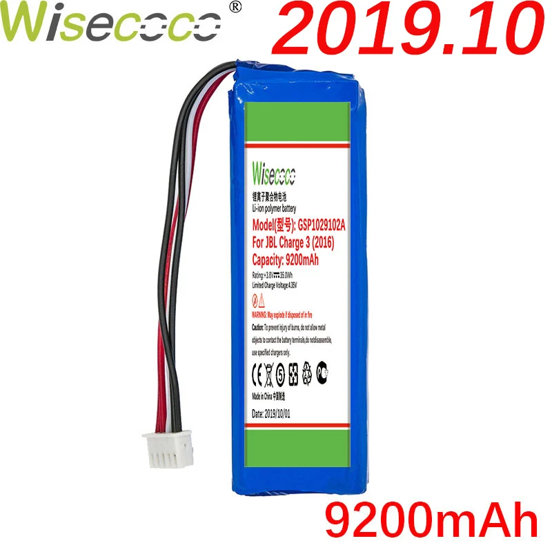 WISECOCO 9200 мАч GSP1029102A батарея для J BL Charge 3 версия новейшего производства высокое качество аккумулятор+ номер отслеживания