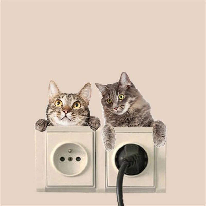 Милые животные Кошка Собака светильник переключатель наклейки для детей Съемный