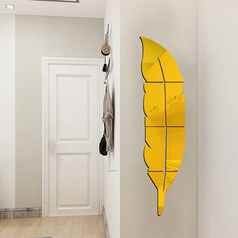 1 шт. DIY перо вниз 3D зеркальный настенный Стикер Украшение Дома виниловая наклейка