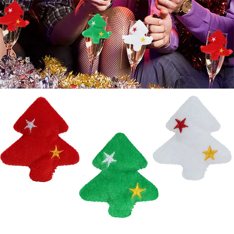 Urijk 6 шт. Рождественская елка вина чашки украшения Набор бокалов для обложка