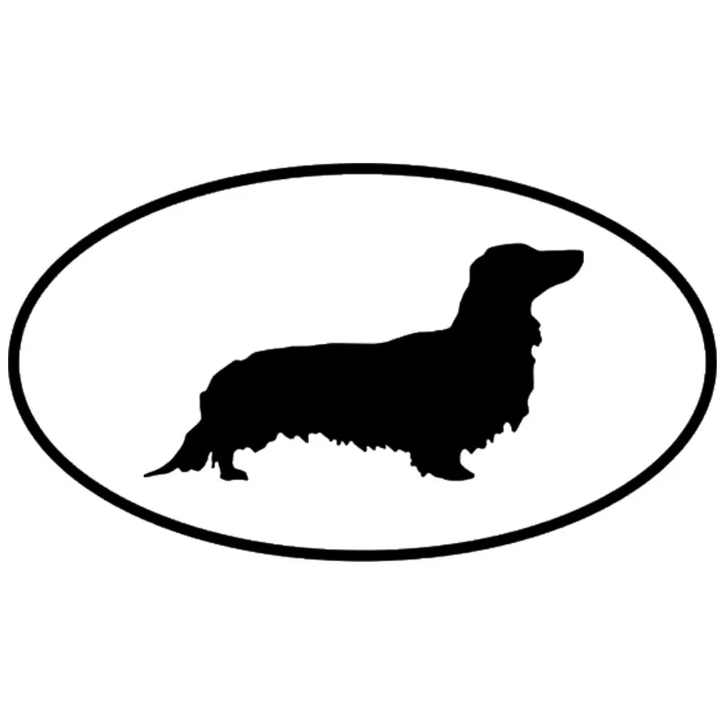 

Beautiful Car Sticker Dachshund Long Hair Dog PVC Car Decoration Accessories Sticker Creative Waterproof Sunscreen Black/White