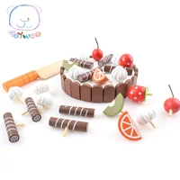 toy woo wooden baby kitchen toys pretend play cutting cake play food kids toys wooden fruit cooking birthday gifts interests toy