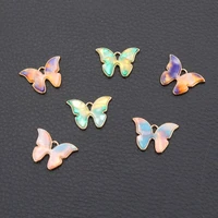 6pcs enamel charms butterfly pendant diy popular metal necklace earrings accessories for women jewelry handicraft making