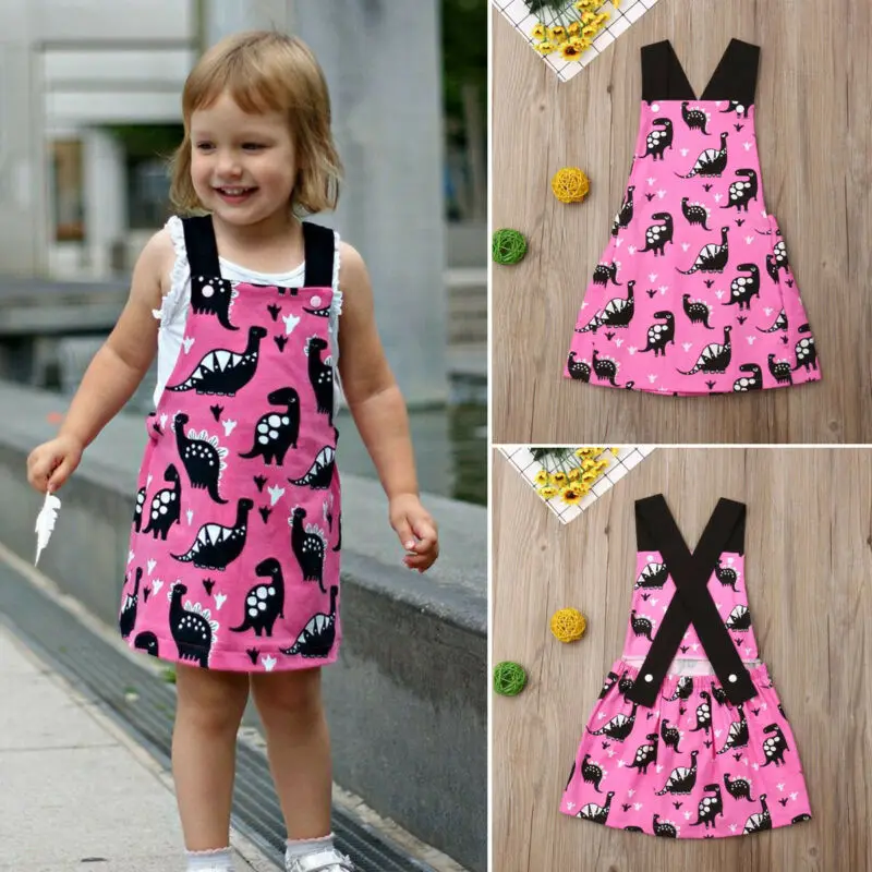 Toddler Baby Girls Clothes Dinosaur Strap Dress Summer | Детская одежда и обувь