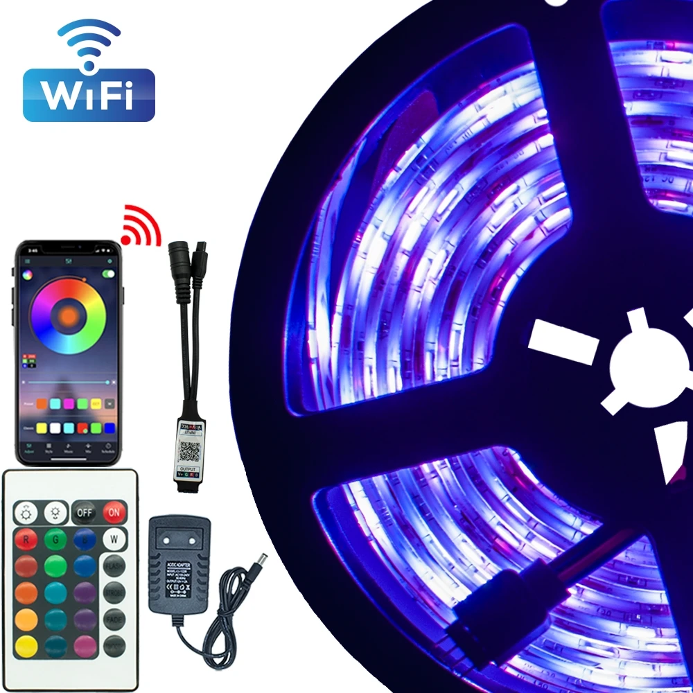 

LED Lamps Strips WiFi luces Led RGB 5050 SMD 2835 DC 12V Waterproof Flexible Ribbon Diode Christmas LED Light 5M 10M 15M 20M