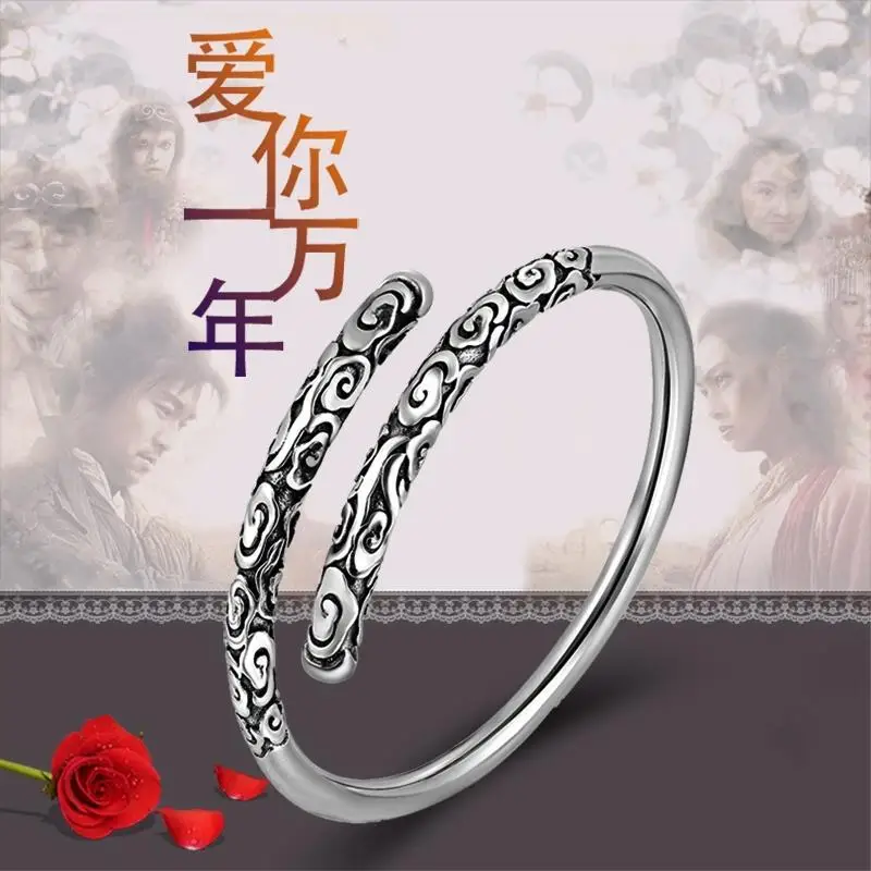 

Modern Brothers Same Style Silver Bracelet Men 999 Sterling Silver Golden Hoop Ultimate Treasure Bracelet Liu Yuning Brother Sil