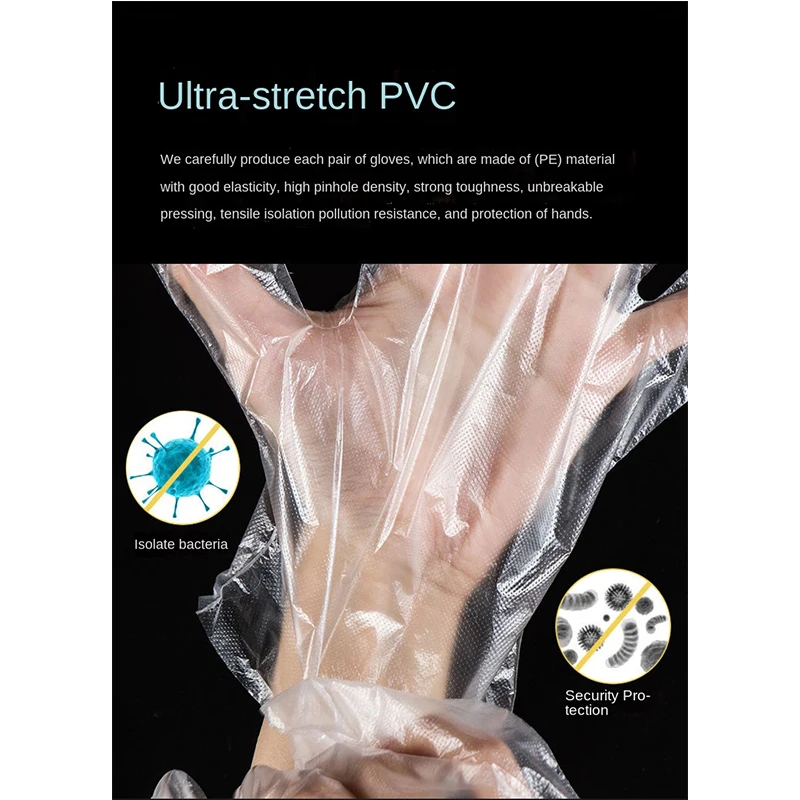 100шт. Одноразовые перчатки прозрачные санитарные пищевые многофункциональные для кухни, готовки и уборки в доме.