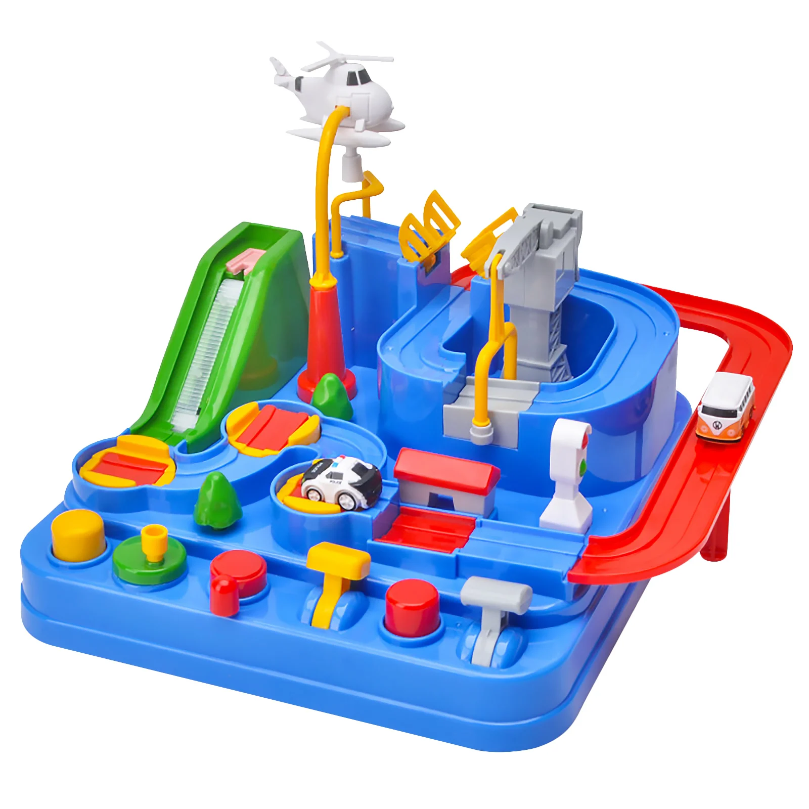 

Cartoon Racing Rail Car Track Car Adventure Game Mechanical Interactive Train Model Racing Educational Toys for Children