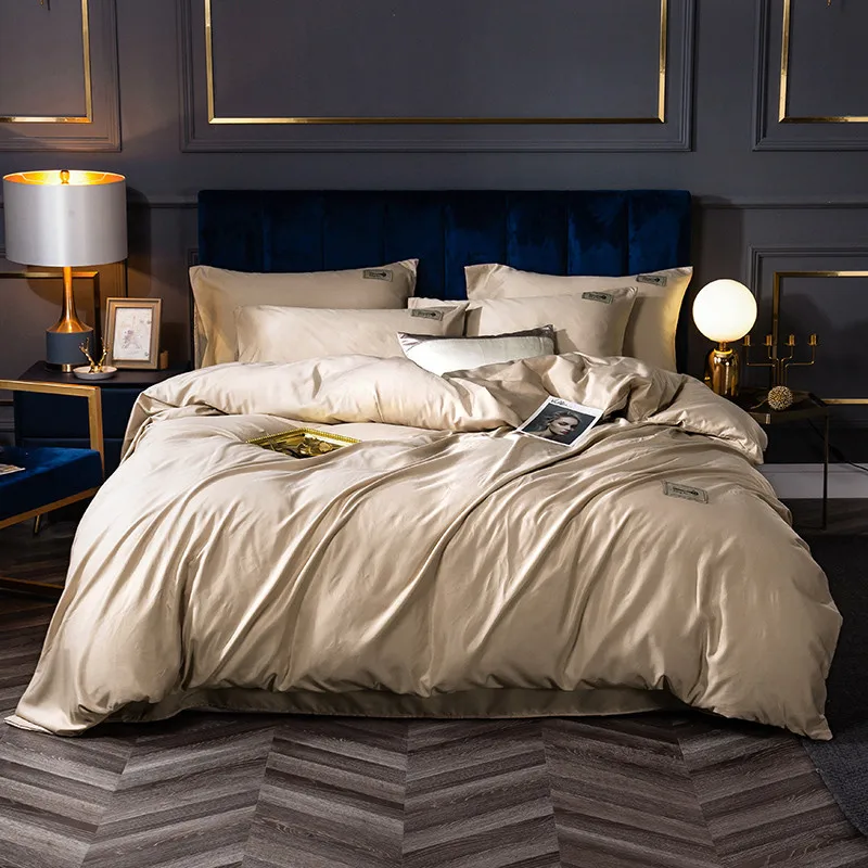 Комплект постельного белья из 4 предметов простыня промытого шелка пододеяльник