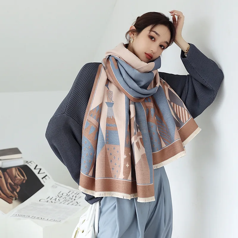 

Luxury Winter wool Scarf Cashmere Thick Soft Warm Pashmina Scarves Female Shawl Wraps Bufanda echarpe hiver cicartiz invierno
