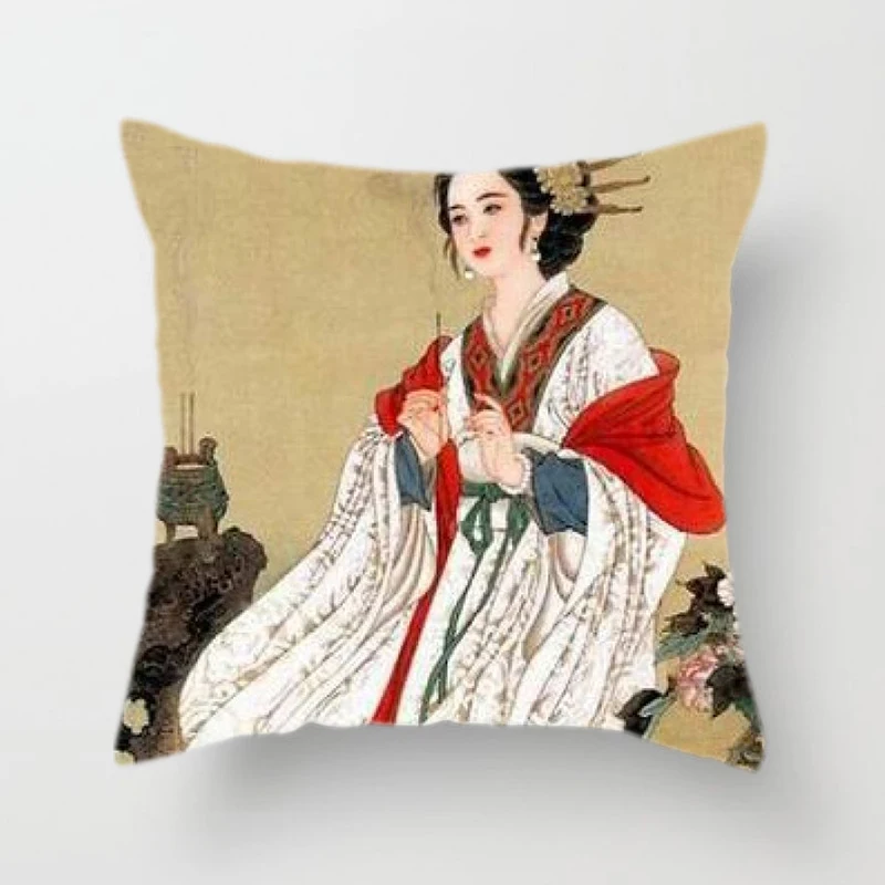Flying Fairy Cushion Cover Chinese Ancient Beauty Print Sofa Living Room Pillow Covers Car Home Decorative Pillowcase 45x45