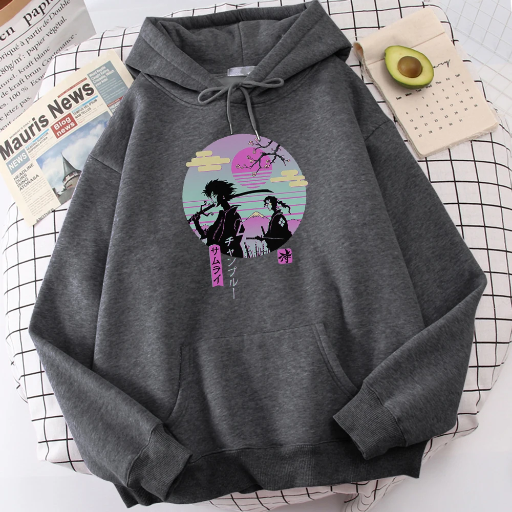 

2021 Thick Winter Mens Hoody Japan Ukiyo E Samurai Chillhop Printing Sportwear Fleece Autumn Men'S Hooded Large Size Sweatshirt