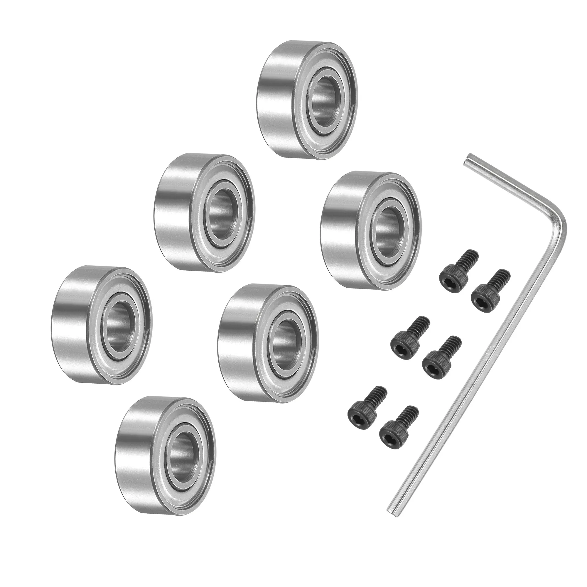 

Uxcell 6Pcs Bearing Accessory Kit 3/16" I.D. 1/2" OD Bearings (#5-40 x 1/4" Screws)