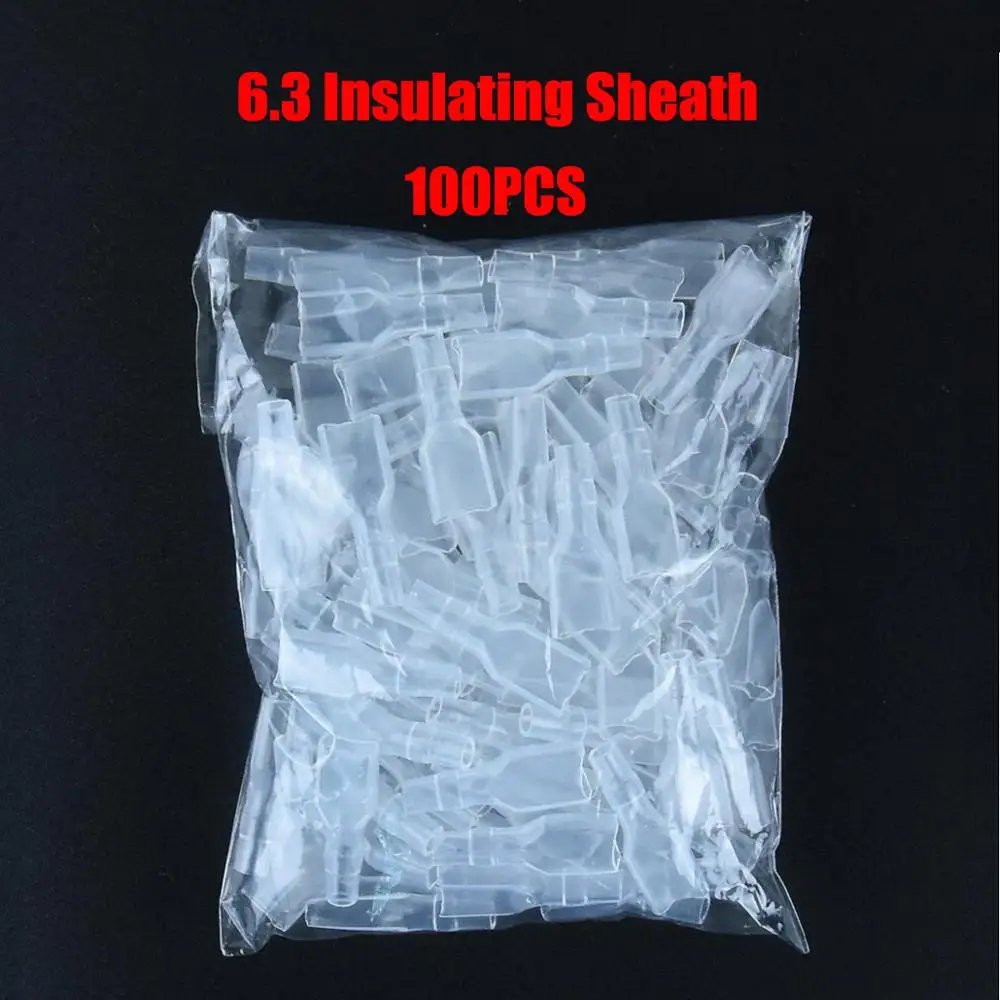6.3 Sheath 100 шт./лот 2,8/4,8/6,3 мм мужского и женского пола обжимных клемм соединитель золотистыми латунными зубцами/серебристый автомобиль Динамик электрические соединители проводов Набор - Цвет: 6.3 Sheath