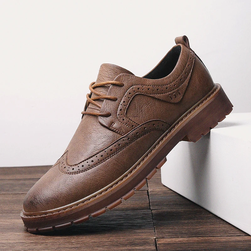 

New Men Martens Shoes Brogue Casual Shoes Men Genuine Leather Shoes Work Business Casual Sneakers Men Designer Shoes