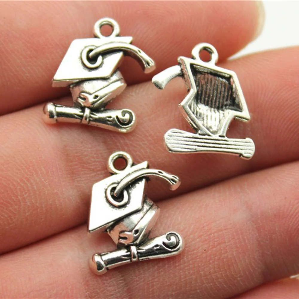 

WYSIWYG 10pcs 17x16mm Charm Bachelor Cap Graduation Hat Charms Doctor Cap Pendant Charms For Jewelry Making