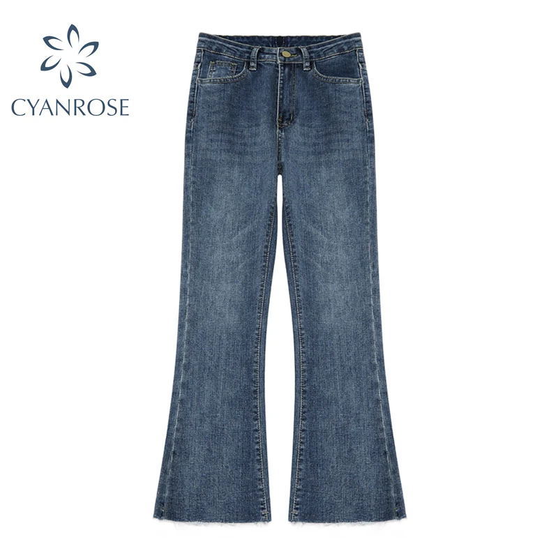 

Flare Denim Pants And Jean Trousers Korean Vintage Y2K Elegant Blue Korean Leisure Loose Streetwear High Waist Fashion Tide Pant