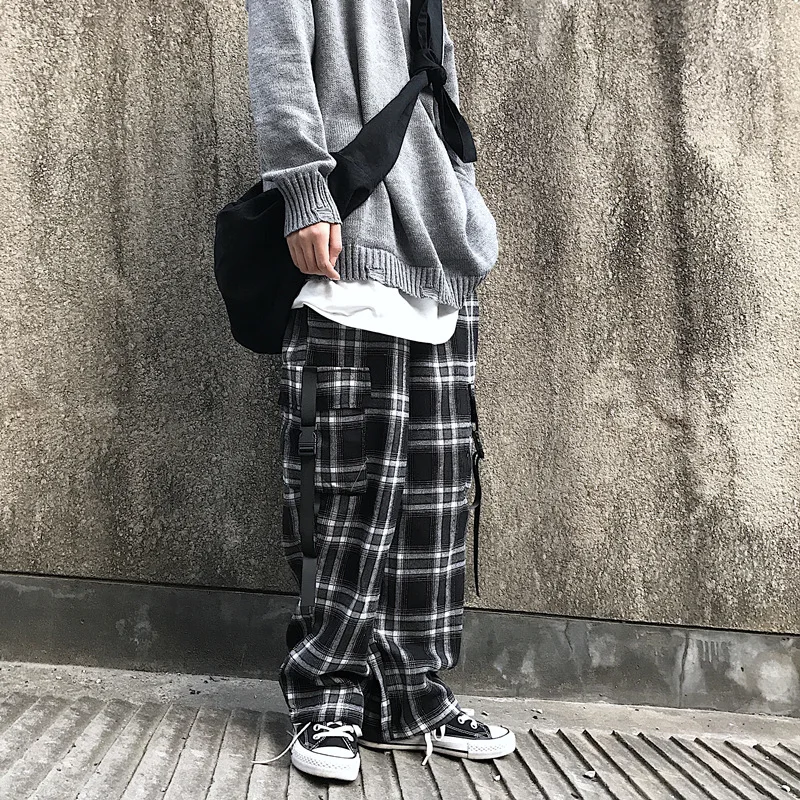 

dropshipping Harajuku Plaid Pants For Women Trousers 2020 Streetwear Woman Harem Pants Autumn Ladies Causal Pants Plus Size