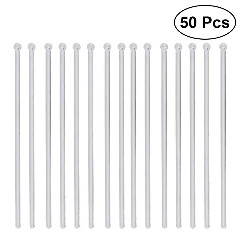 Палочки для смешивания коктейлей 50 шт. прозрачные с круглой головкой|Коктейльные