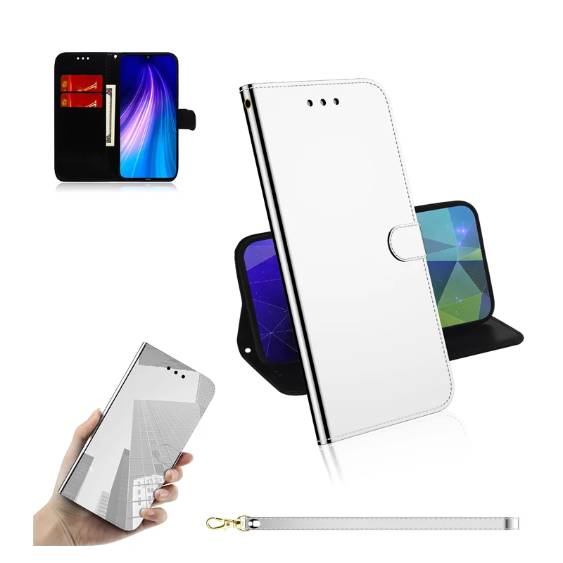 Кожаный зеркальный Чехол книжка для Xiaomi Redmi Note 8T 8 8A 7 7A Note7 K20 9T CC9E Note10 Магнитный