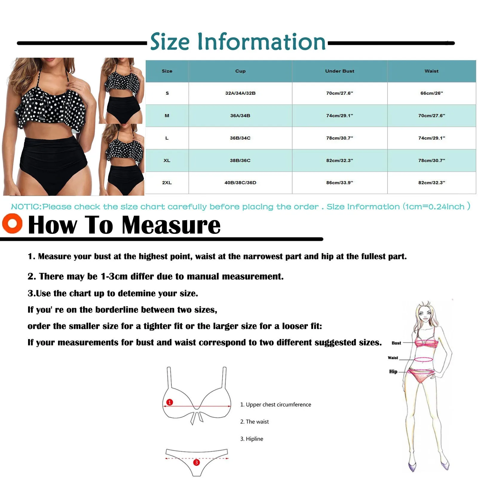 

Sexy Swimwear 2021 Black Ruffle Swimming Suit For Women Dot Polka Swimsuit Padded Push-up Bikini Set Brazilian Beachwear#f3