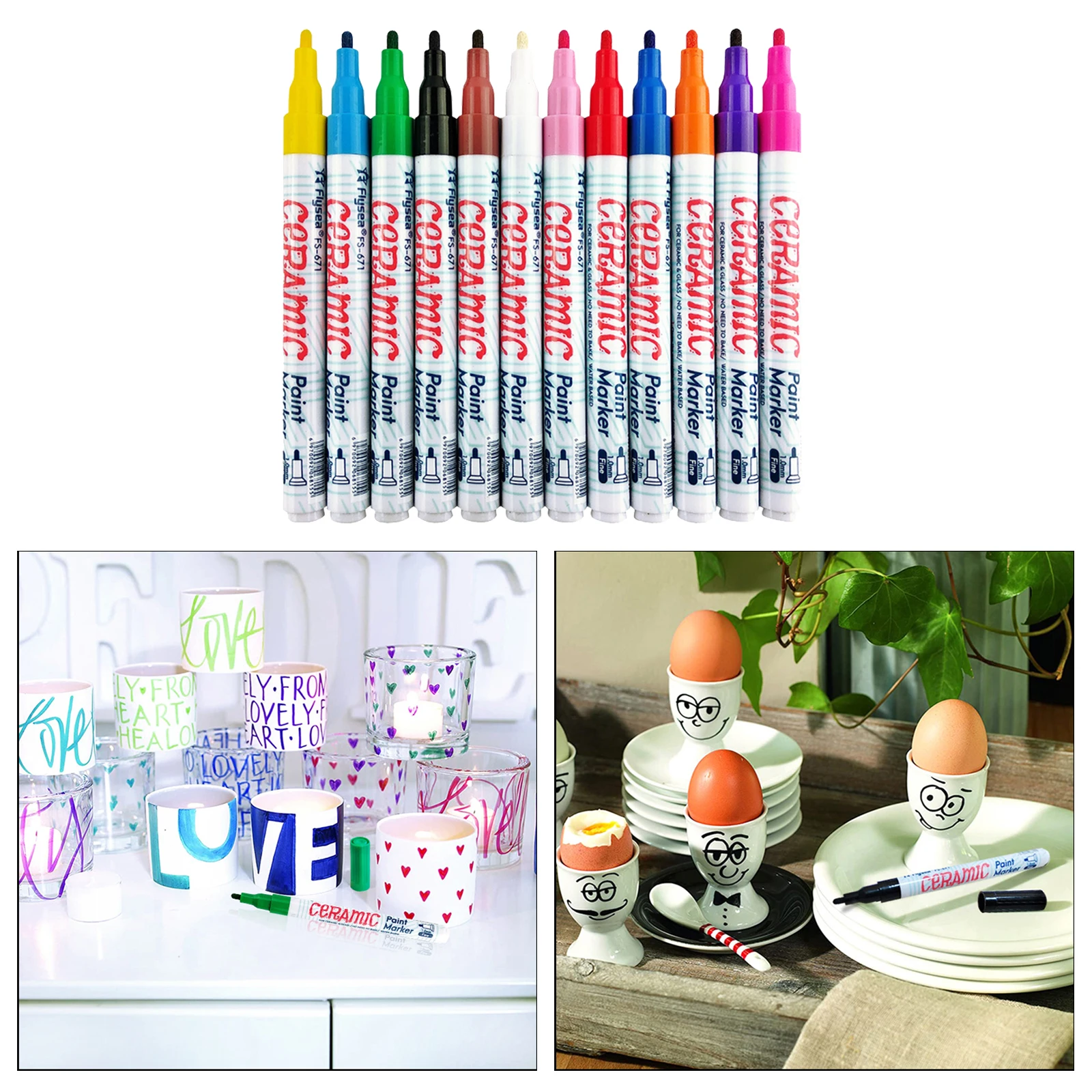

12 Colors Acrylic Paint Pen Water Based Pen for Canvas, Glass, Ceramic, Mugs