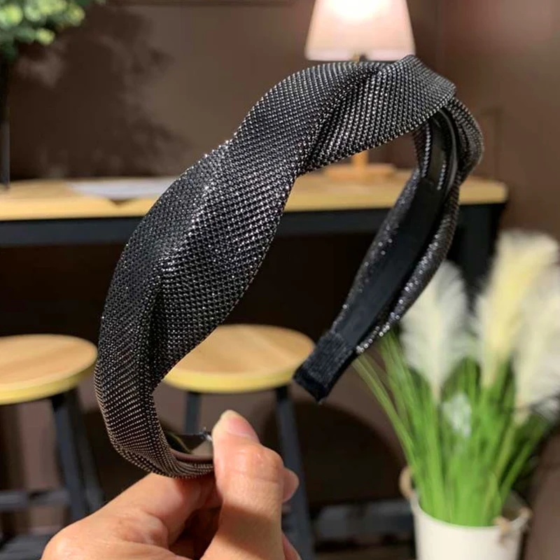 Leveo Twist Hairband для женщин Глянцевая s-образная головная повязка для волос ободок для девочек Новые плетеные головные повязки обруч для волос аксессуары - Цвет: Dark Grey
