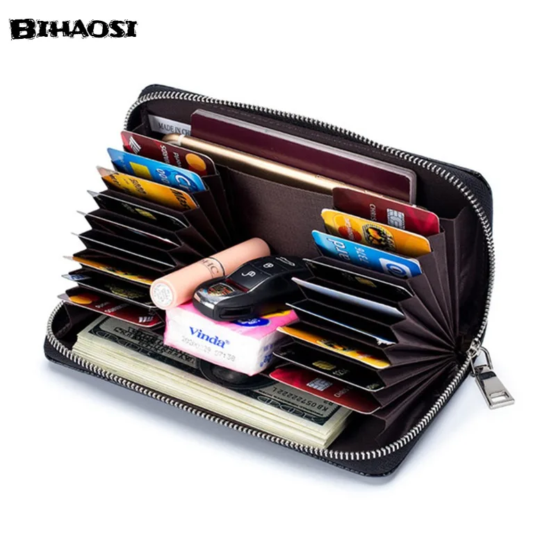 Кожаный Длинный кошелек на молнии вместительная модная дамская сумочка из кожи с