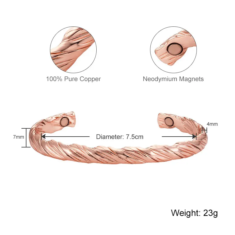 Escalus медный браслет унисекс 2019 исцеляющий Магнитный классический супербыстрая