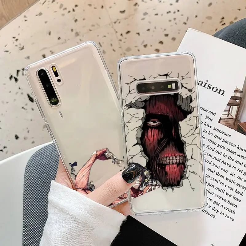

Attack on titan anime Phone Case Transparent for Samsung A52 A51 A71 A70 A12 A40 A10 A31 A21 A30 S20 S21 plus Lite Ultra