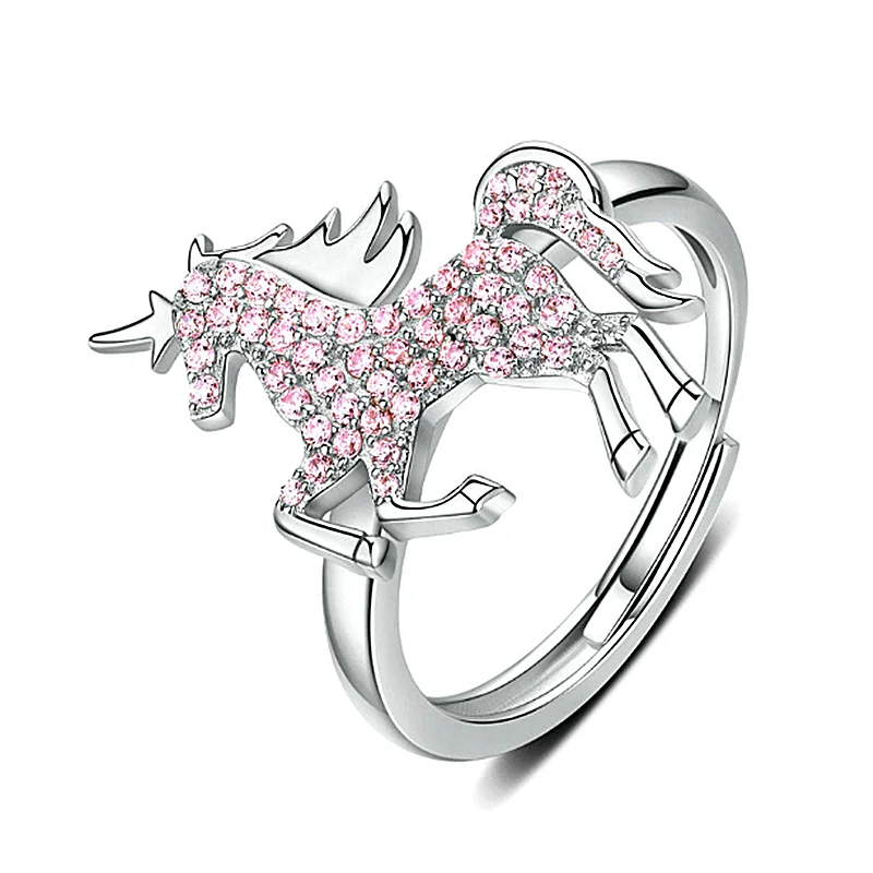 Новинка кольца Licorne Moon Horse свободный размер для женщин 925 пробы серебро Femme Pegasus