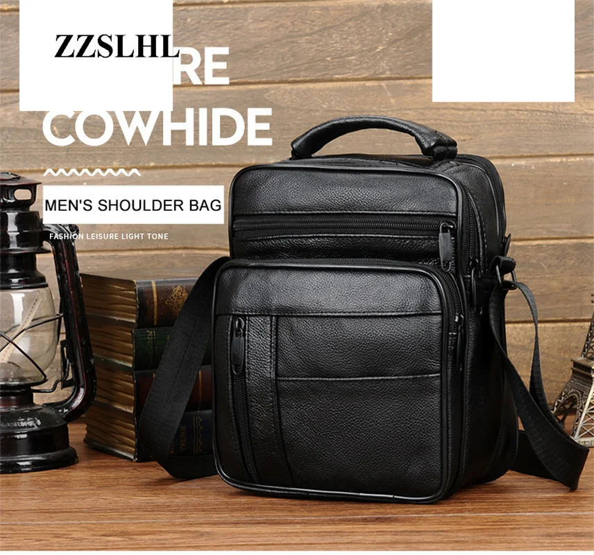 

New Male Leather Bag Casual Single Flap Shoulder Bags Zipper Soft Men Messenger Bags Tote Pocket Business Work Cross Body Bags