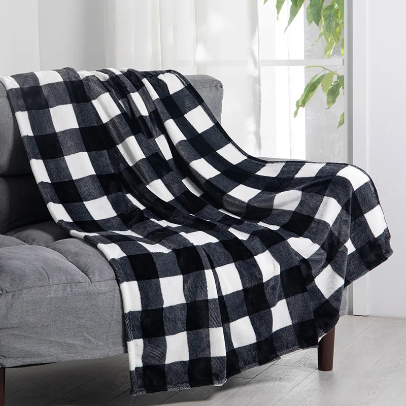 

Double-faced plaid blanket printed flannel sofa Office thick small gift