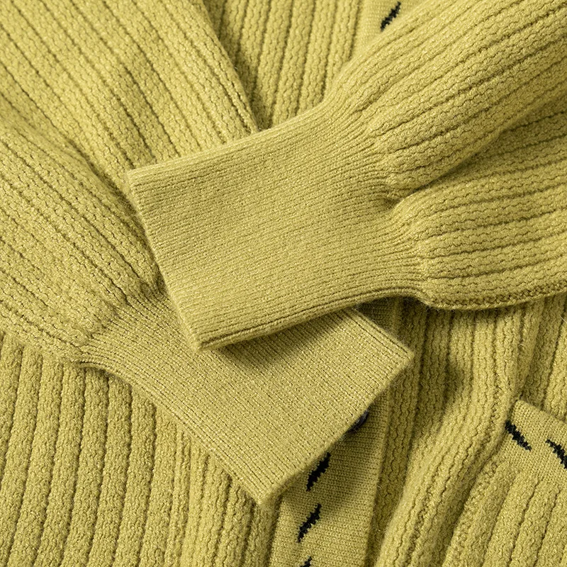 Женский осенне-зимний свитер с длинным рукавом кардиган толстый вязаный круглым