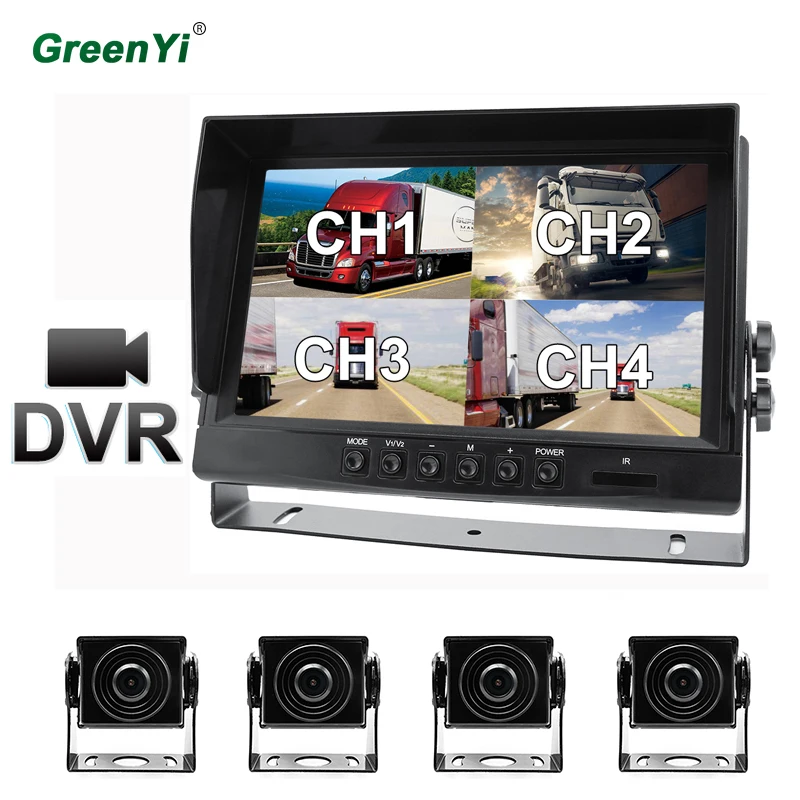 GreenYi 9 дюймов DC 24V AHD 1920*1080P Автомобильный видеорегистратор 4Ch видео рекордер