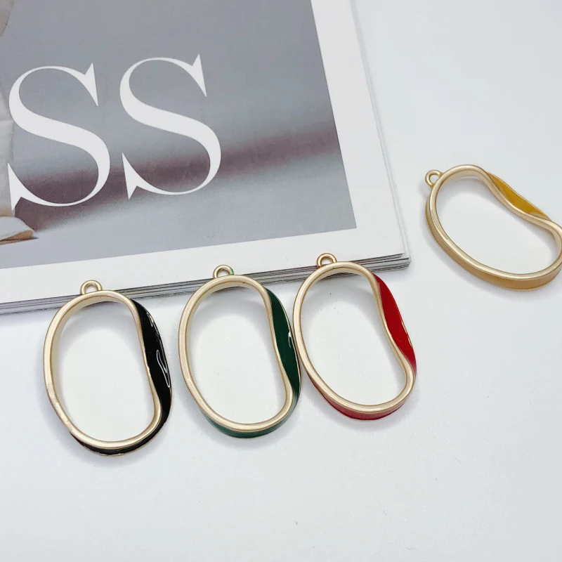 

Enamel Simple Irregular Circle Eardrop Pendant Charms Necklace Accessories Jewelry Component Diy Handmade Material 4pcs