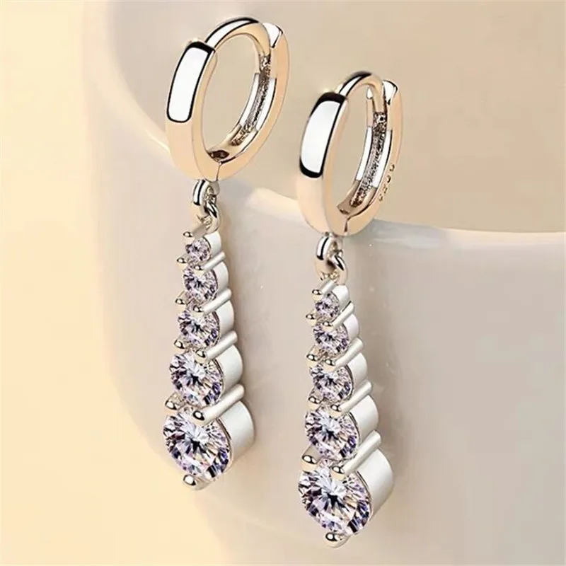 

Genuine 925 Sterling Silver Real Diamond Earring for Women Fine Aros Mujer Oreja Bizuteria Orecchini Silver 925 Diamond Jewelry