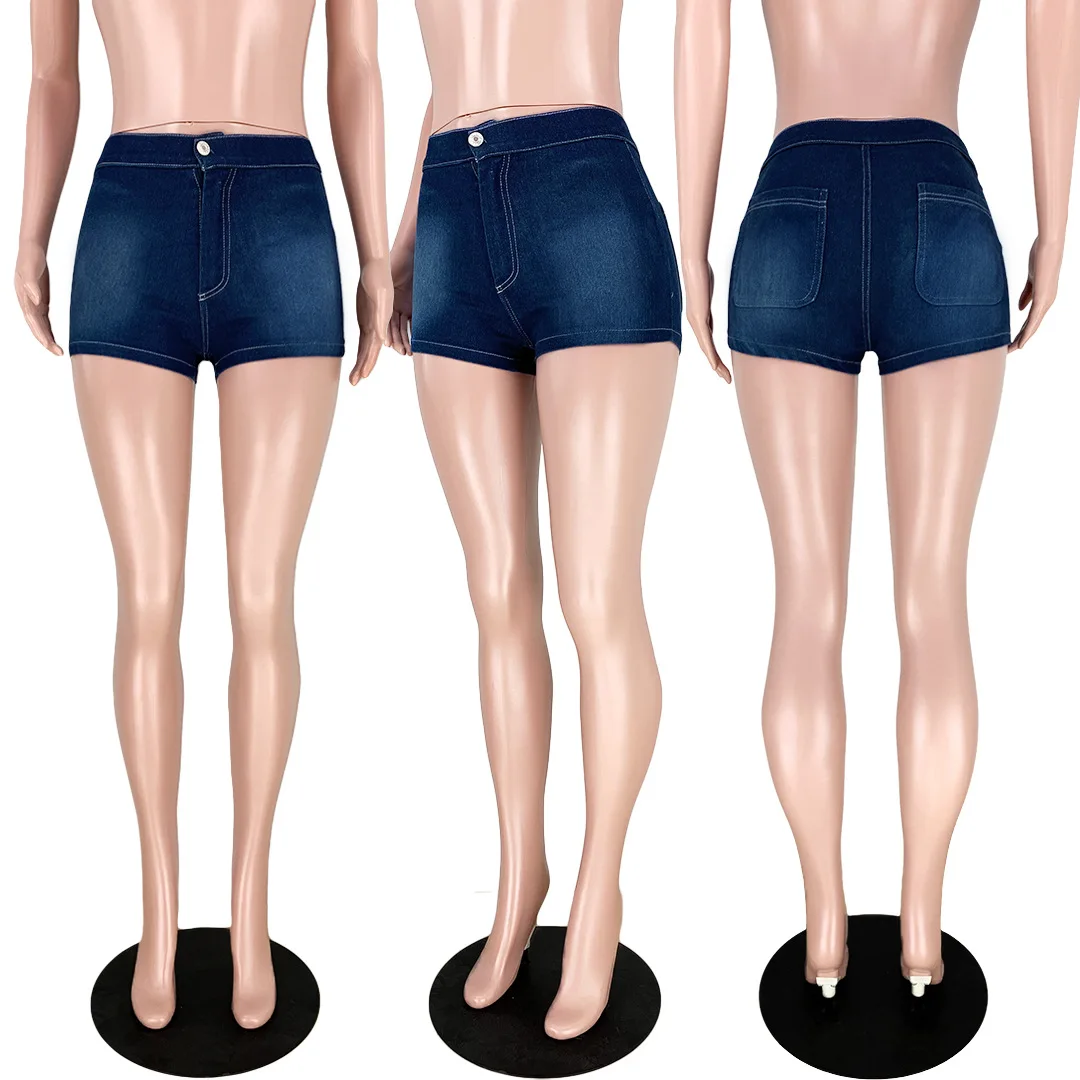 ANJAMANOR Hot Sexy Woman Jeans High Wasted Jean Booty Shorts for Women Clothing Summer 2020 Skinny Denim D74-CG17 | Женская одежда