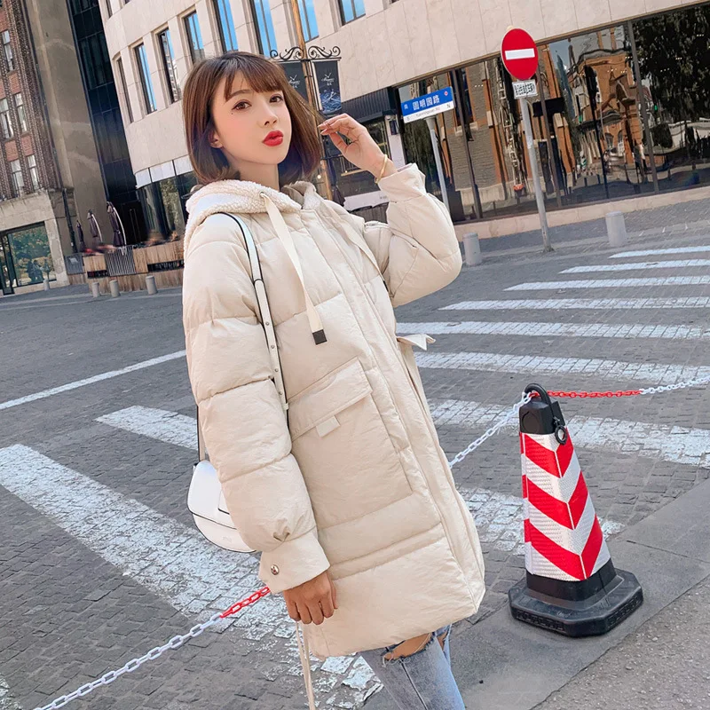 Новое поступление модная Длинная женская зимняя куртка с хлопковой подкладкой