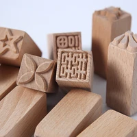 hand carved wooden stamps wood seal for printing diy clay pottery printing blocks clay tools fishbone squirrel flower deer