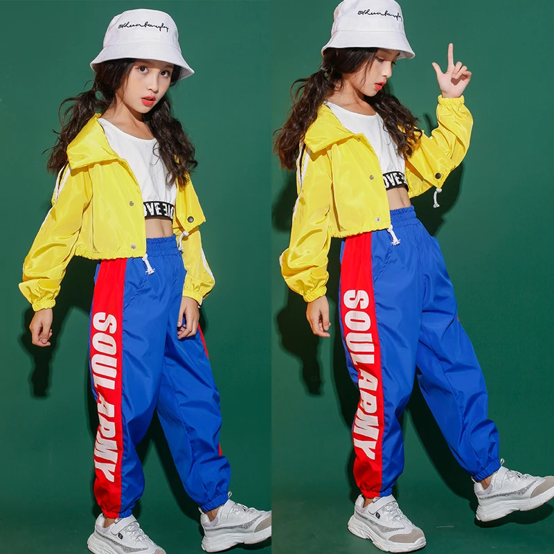 Детская одежда для бальных танцев в стиле хип-хоп толстовка топы пальто штаны