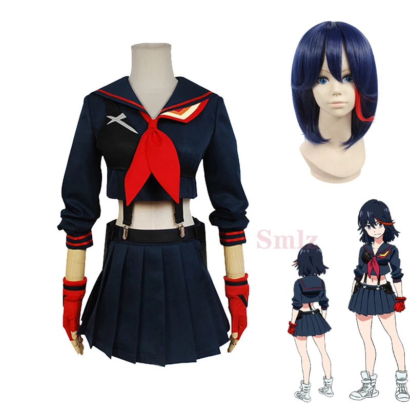 

Костюм для косплея аниме KILL la KILL Matoi Ryuko, костюм с синим париком, матросский костюм, Женская юбка, платье на Хэллоуин, рождественскую вечеринк...