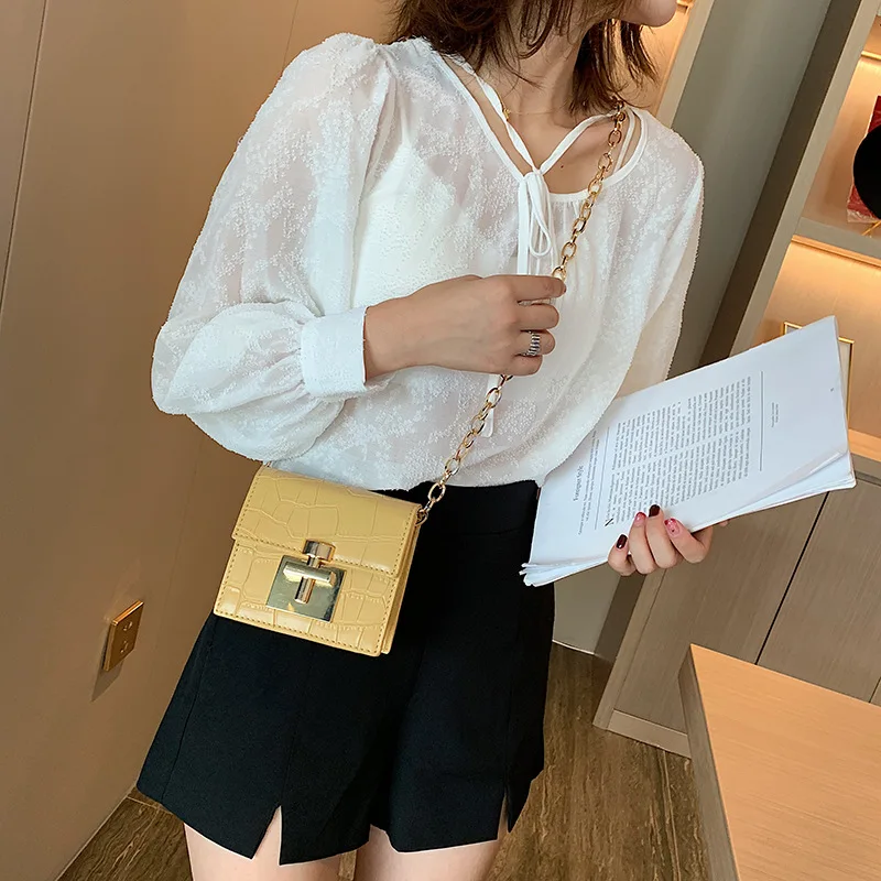 2019 новая маленькая квадратная мини сумка с перекрестным замком через плечо|Сумки