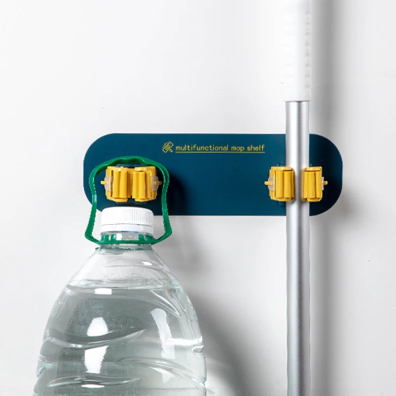 

1pcs Kitchen Bathroom Adhesive Multi-Purpose Hooks Wall Mounted Mop Organizer Holder Rack Clean Brush Hanger Strong Hooks