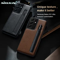 nillkin aoge leather case for samsung galaxy s21 ultra 5g case business vintage with s pen slot back cover for samsung s21 ultra