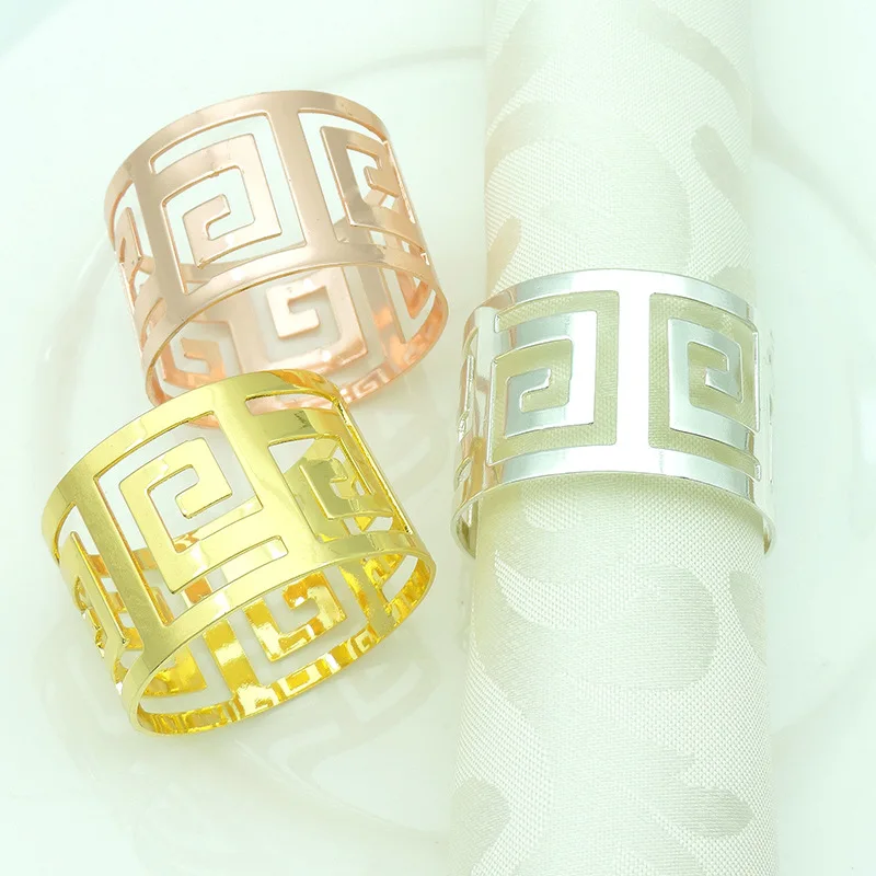 6 шт. золотые серебряные кольца-салфетки держатель для салфеток западное