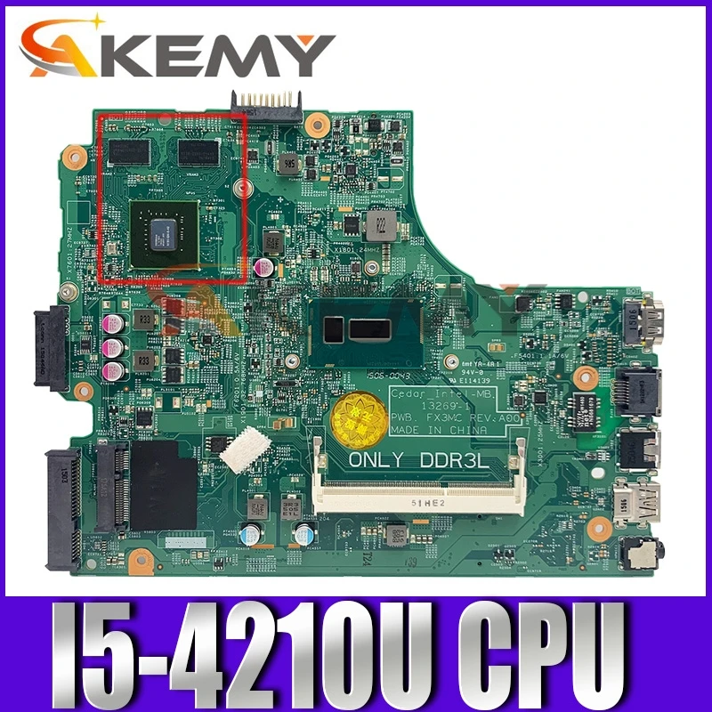 

Original Laptop motherboard For Dell Inspiron 15 3442 3542 3443 3543 I5-4210U Mainboard CN-0T7TC4 0T7TC4 13269-1