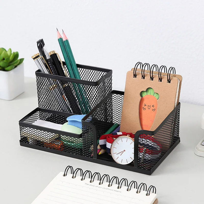 

Metal Desktop Pen Holder Office Storage Box Pencil Desk Mesh Organizer MAZI888