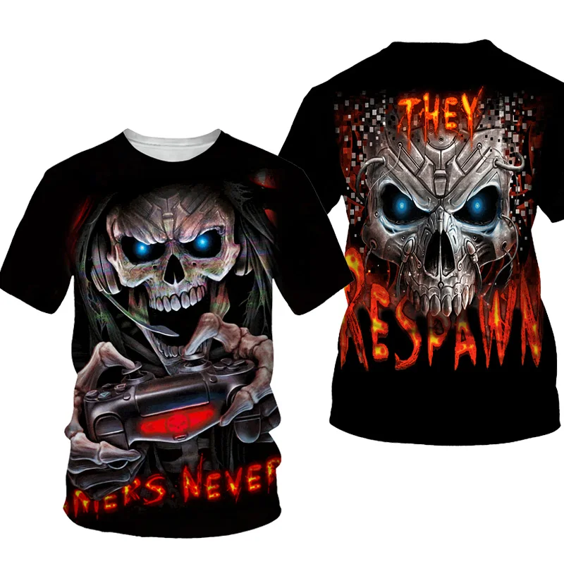 

Horror Skull 3D Print T-shirt Men Streetwear 2021 Summer O Neck Short Sleeve Tees Tops 3D Style Male Clothes Casual T-shirts