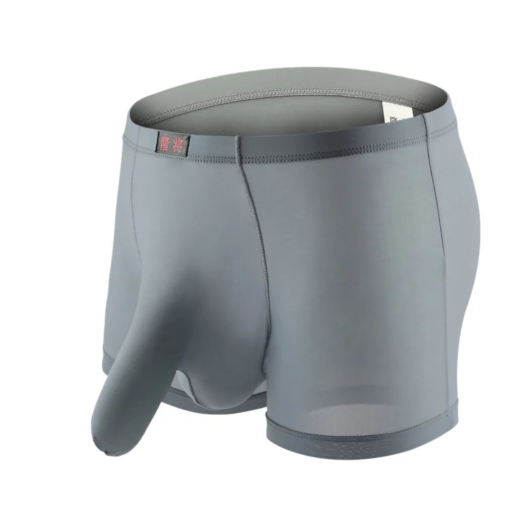 Gray Men's Underwear Boxer Underpants Knickers Transparent Bulge Pouch Shorts Sexy Breathable Underpants Underwear Boxer Mens Panties - Цвет: Gray
